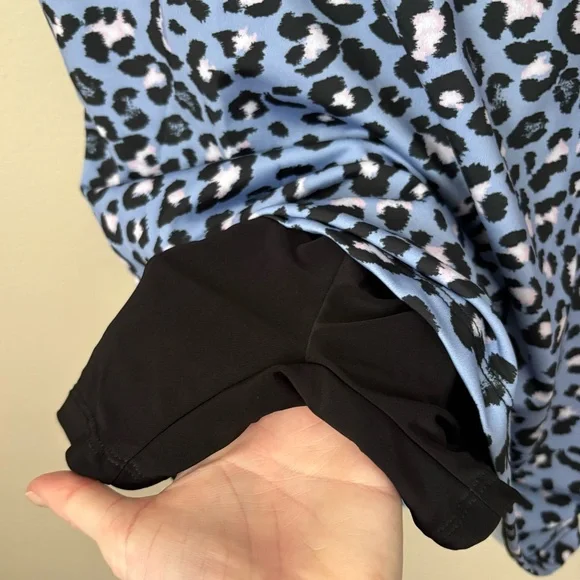 Medium FP Movement Onzie Blue Leopard Print Tank Dress Skort - Picture 4 of 5